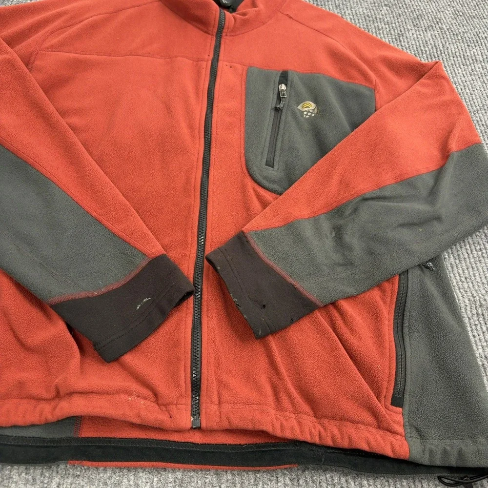 Mountain Hardwear Fleece Jacket Mens XL Red Grey Polyester Full‎ Zip Gorpcore